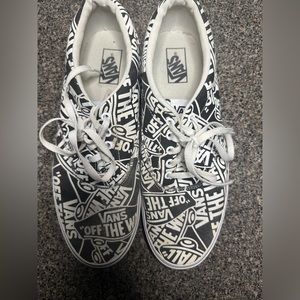 Vans Off The Wall all over black/white Mens size 11.5